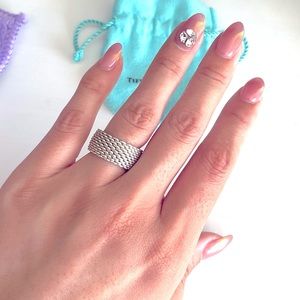 Authentic TIFFANY & CO. Somerset Mesh Ring size 7 sterling silver